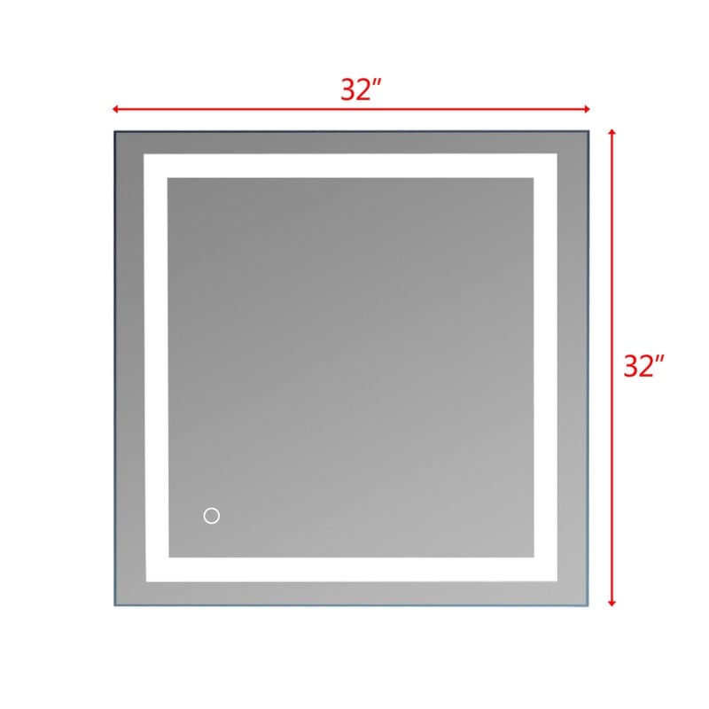 Specchio da bagno con striscia luminosa LED touch integrata, argento