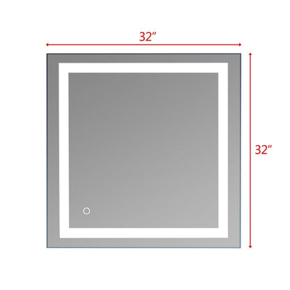 Specchio da bagno con striscia luminosa LED touch integrata, argento