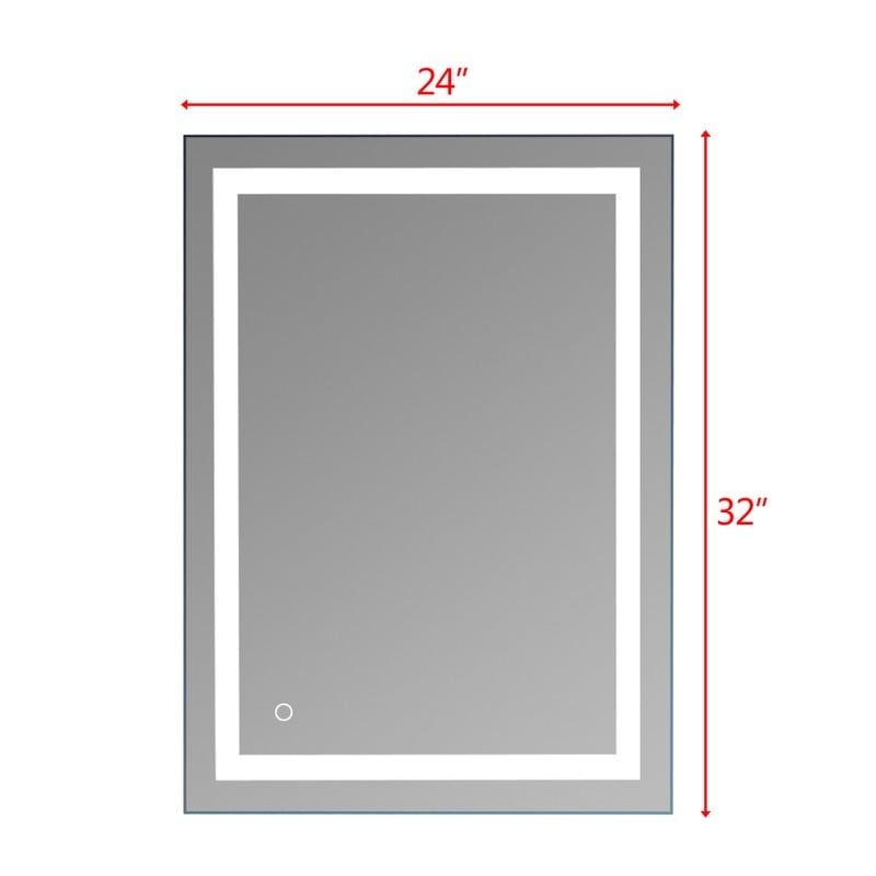 Specchio da bagno con striscia luminosa LED touch integrata, argento