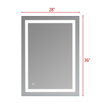 Specchio da bagno con striscia luminosa LED touch integrata, argento