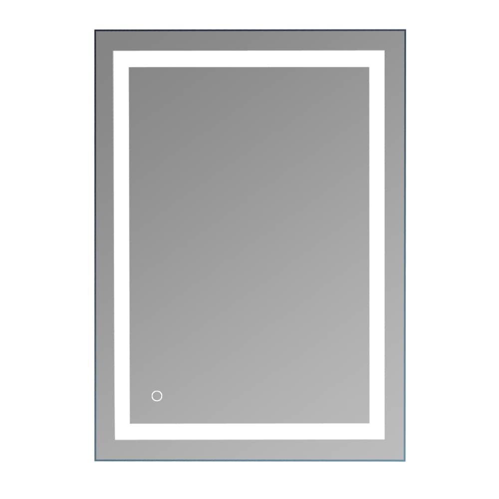 Specchio da bagno con striscia luminosa LED touch integrata, argento