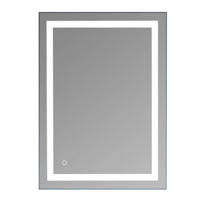 Specchio da bagno con striscia luminosa LED touch integrata, argento