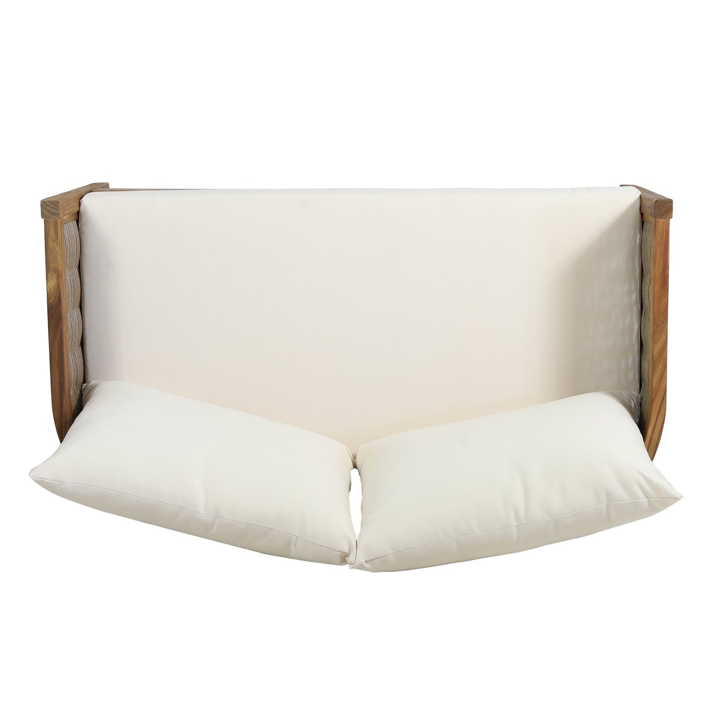 Christopher Knight Home Burchett, set di divani e tavolini da esterno in legno di acacia con cuscini Sunbrella opzionali