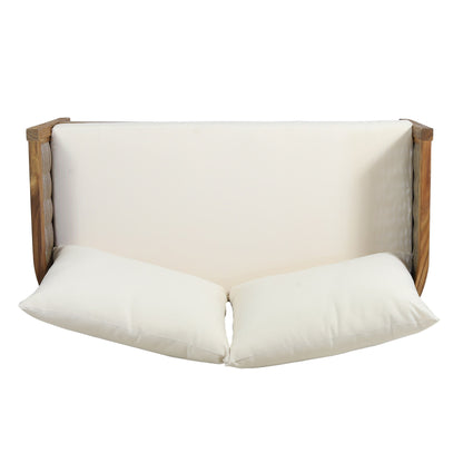 Christopher Knight Home Burchett, set di divani e tavolini da esterno in legno di acacia con cuscini Sunbrella opzionali