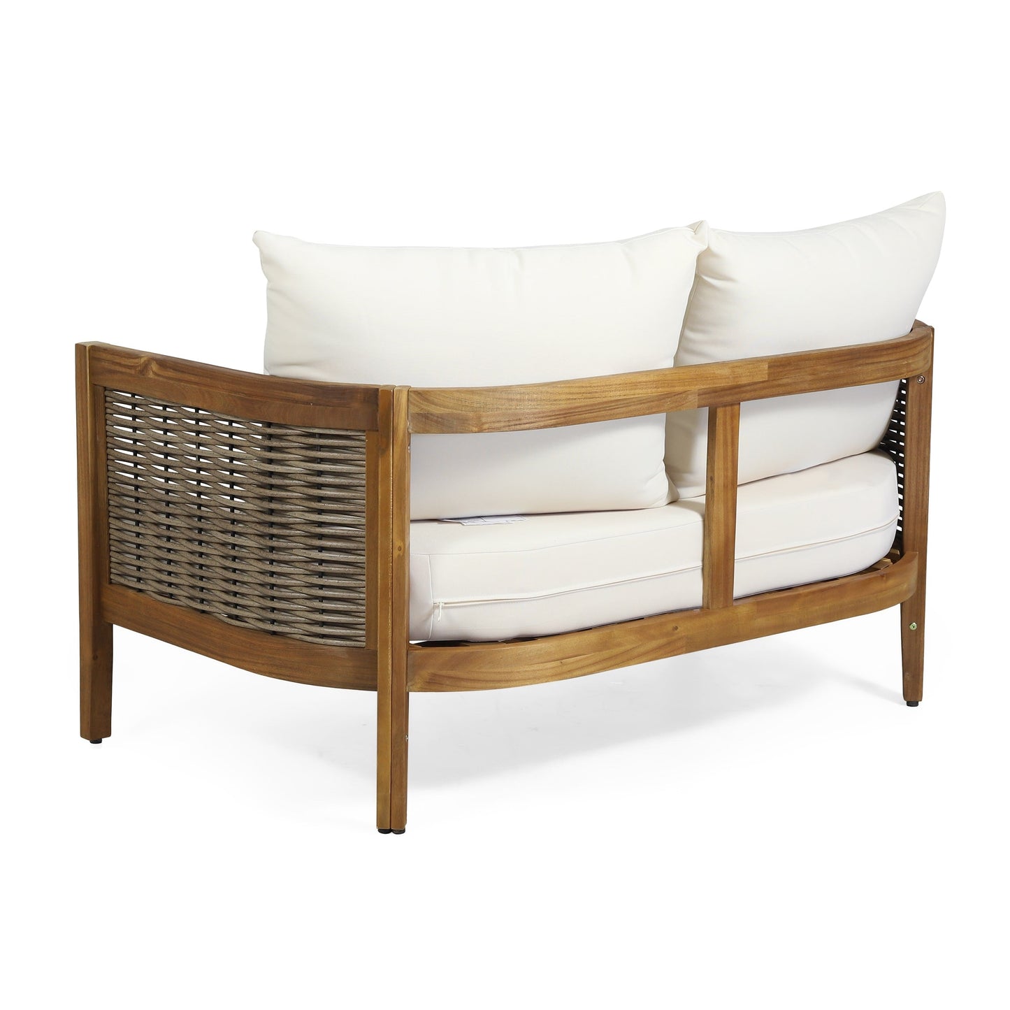 Christopher Knight Home Burchett, set di divani e tavolini da esterno in legno di acacia con cuscini Sunbrella opzionali