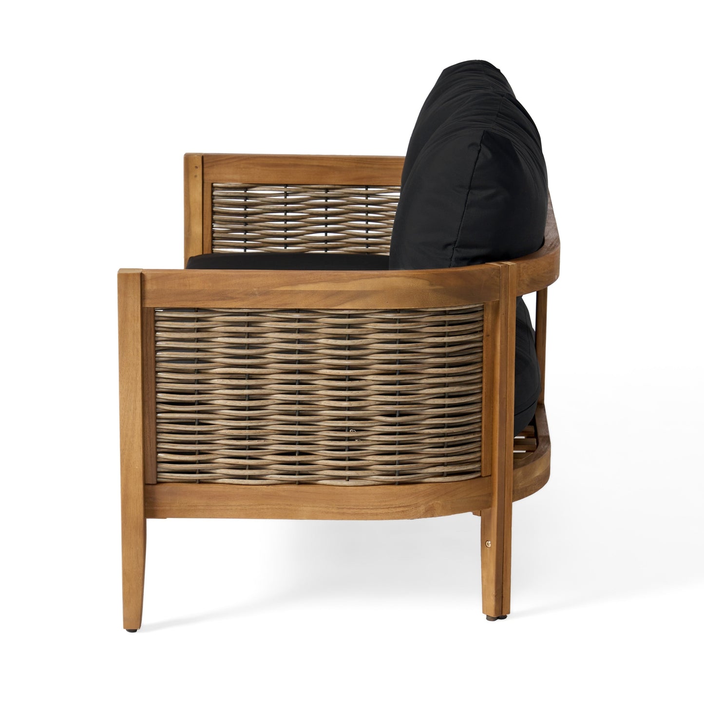 Christopher Knight Home Burchett, set di divani e tavolini da esterno in legno di acacia con cuscini Sunbrella opzionali