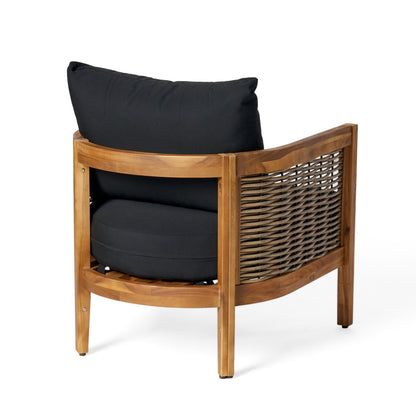 Sedie da esterno Burchett in legno di acacia e vimini (set da 2) con cuscini Sunbrella opzionali di Christopher Knight Home