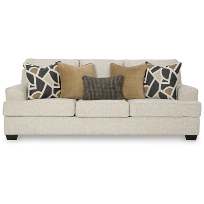 Divano Burgess, poliestere beige quarzo, 5 cuscini decorativi, 97 pollici