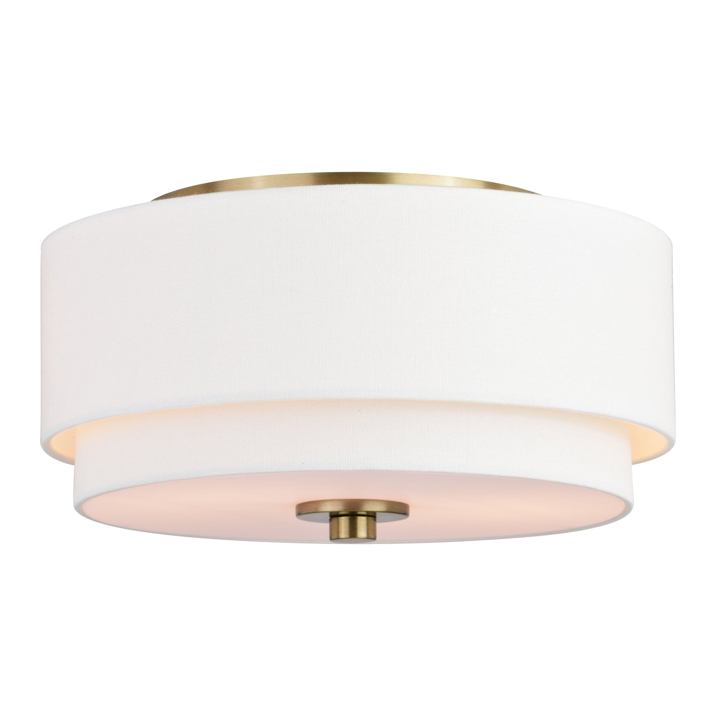Lampada da soffitto Burnaby Mid-Century Modern con paralume a tamburo in lino bianco