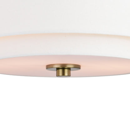 Lampada da soffitto Burnaby Mid-Century Modern con paralume a tamburo in lino bianco