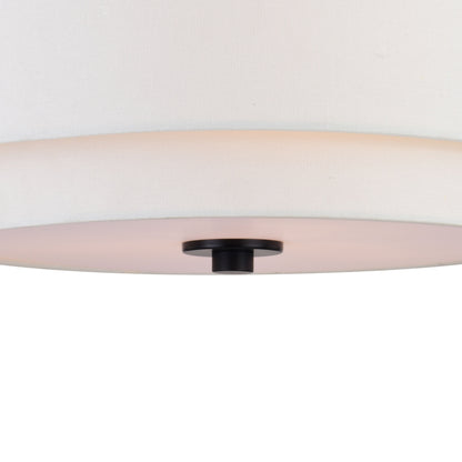 Lampada da soffitto Burnaby Mid-Century Modern con paralume a tamburo in lino bianco
