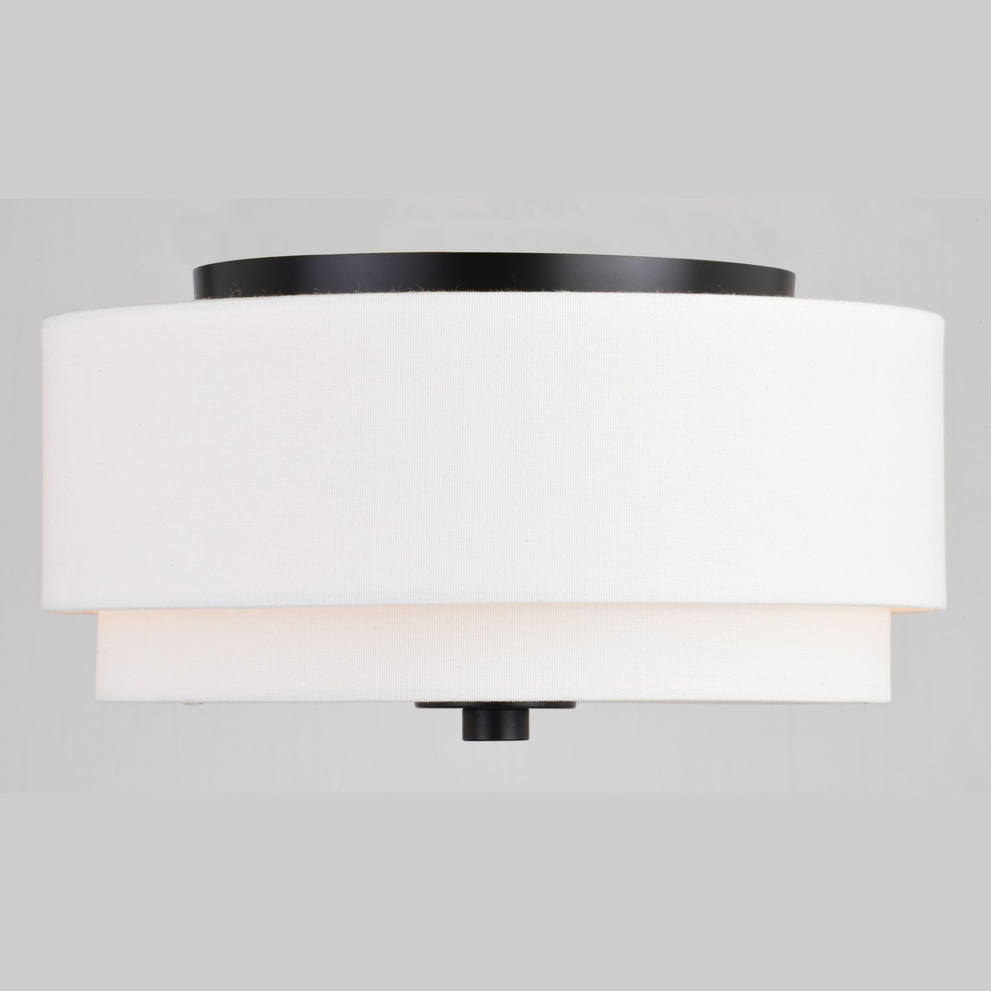 Lampada da soffitto Burnaby Mid-Century Modern con paralume a tamburo in lino bianco