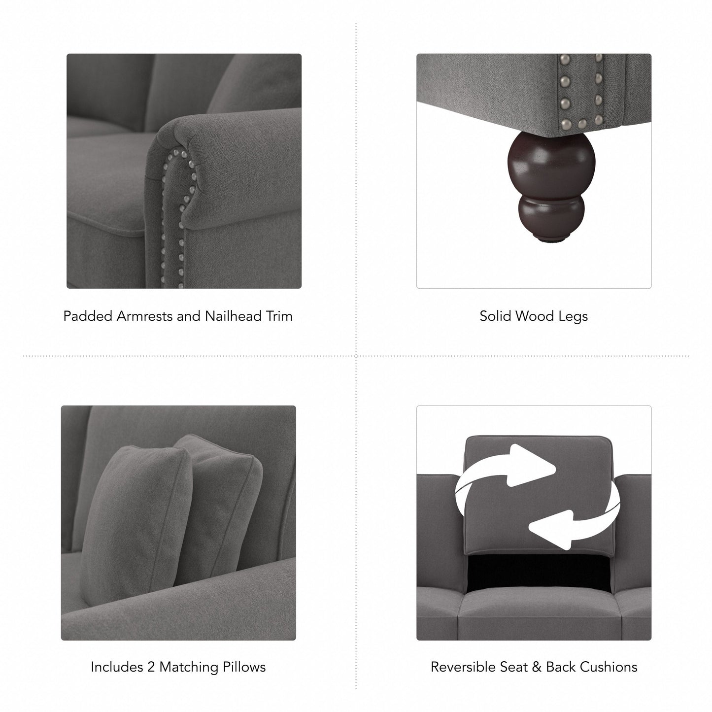 Divano grande da soggiorno a 3 posti Coventry 85W di Bush Furniture