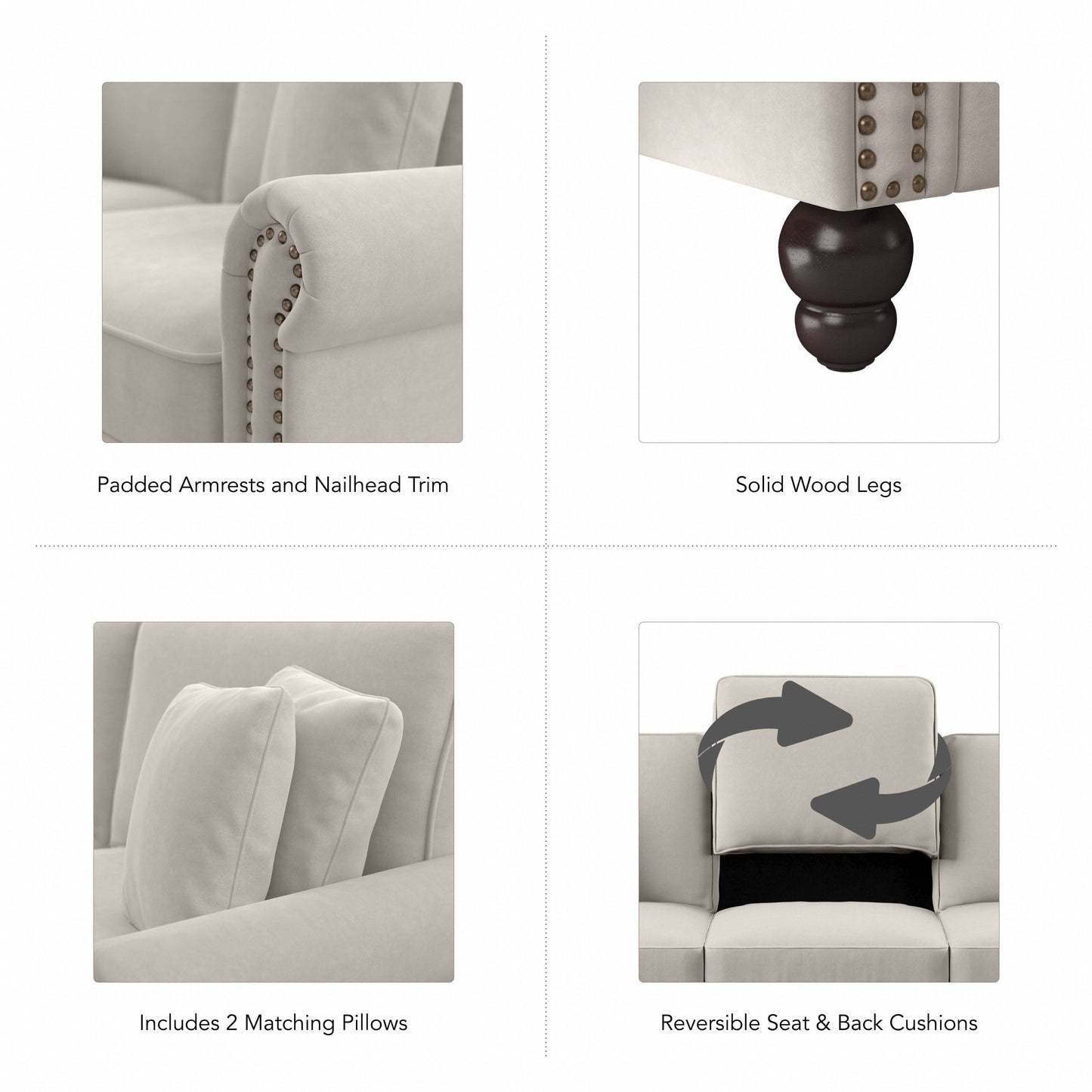 Divano grande da soggiorno a 3 posti Coventry 85W di Bush Furniture