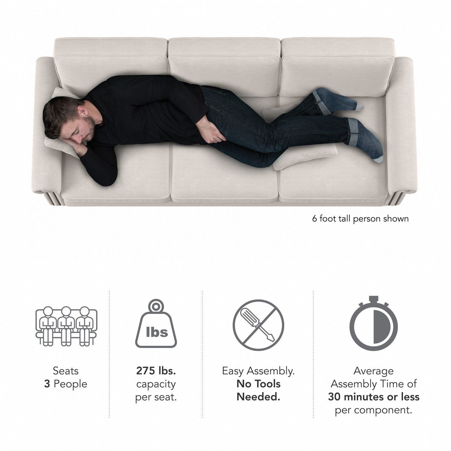 Divano grande da soggiorno a 3 posti Coventry 85W di Bush Furniture