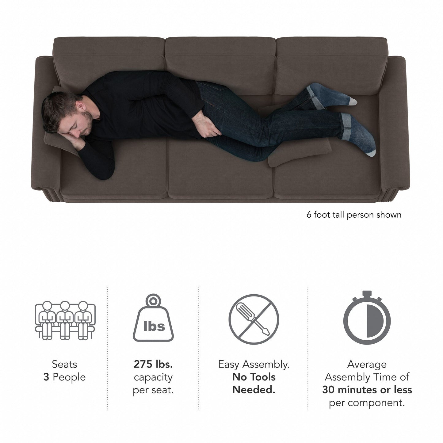 Divano grande da soggiorno a 3 posti Coventry 85W di Bush Furniture