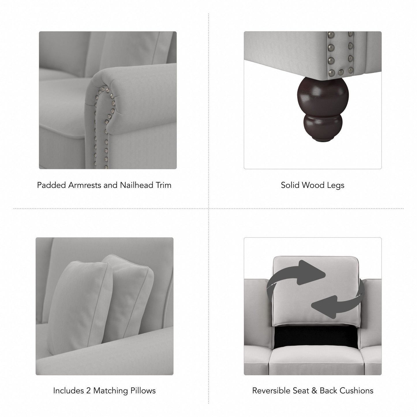 Divano grande da soggiorno a 3 posti Coventry 85W di Bush Furniture