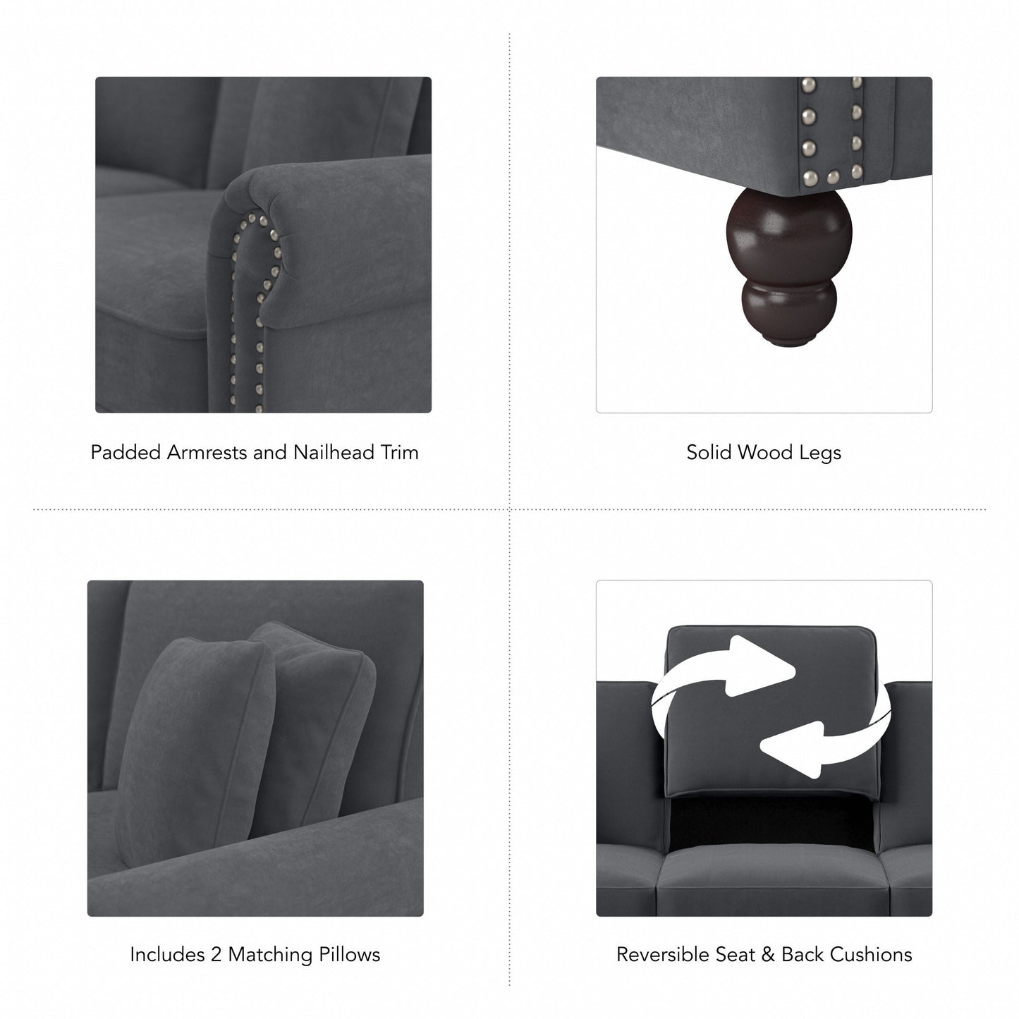 Divano grande da soggiorno a 3 posti Coventry 85W di Bush Furniture