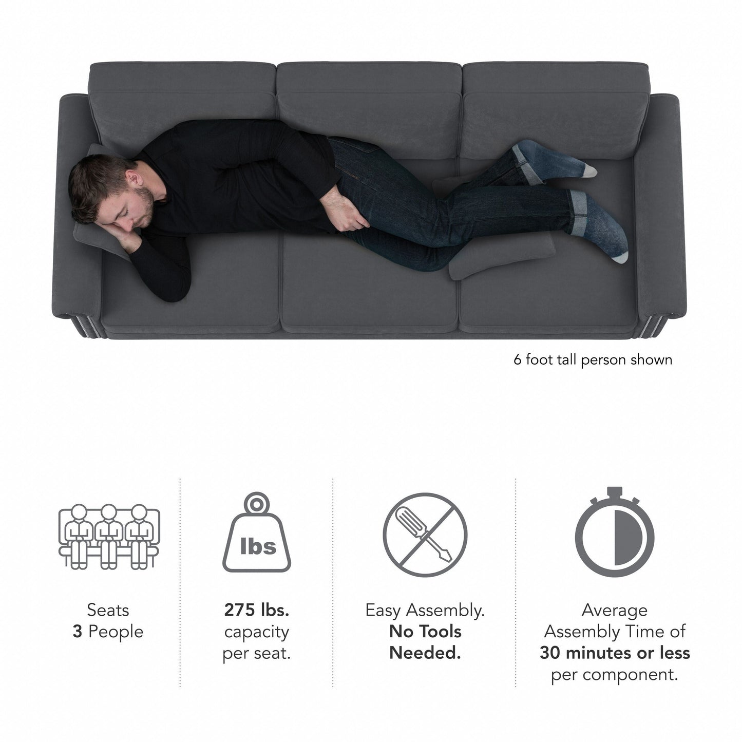 Divano grande da soggiorno a 3 posti Coventry 85W di Bush Furniture