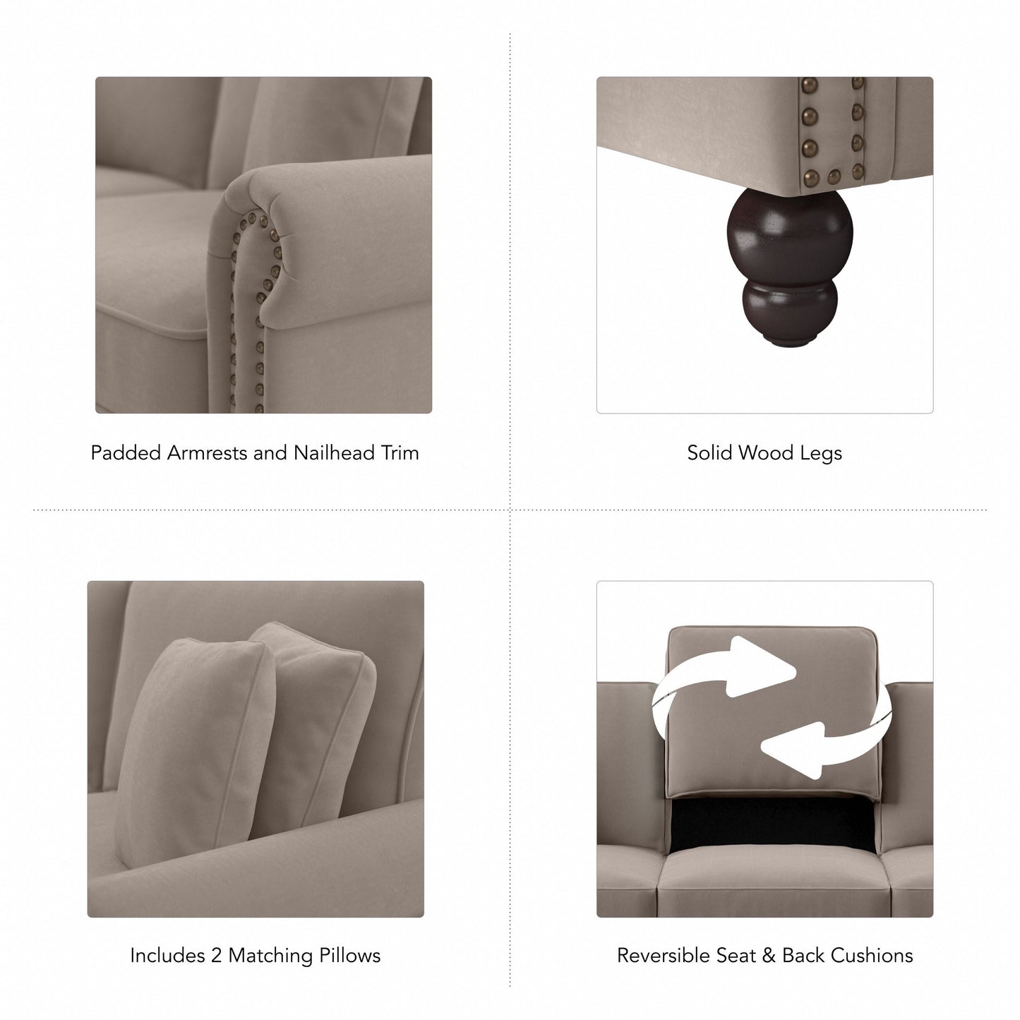 Divano grande da soggiorno a 3 posti Coventry 85W di Bush Furniture