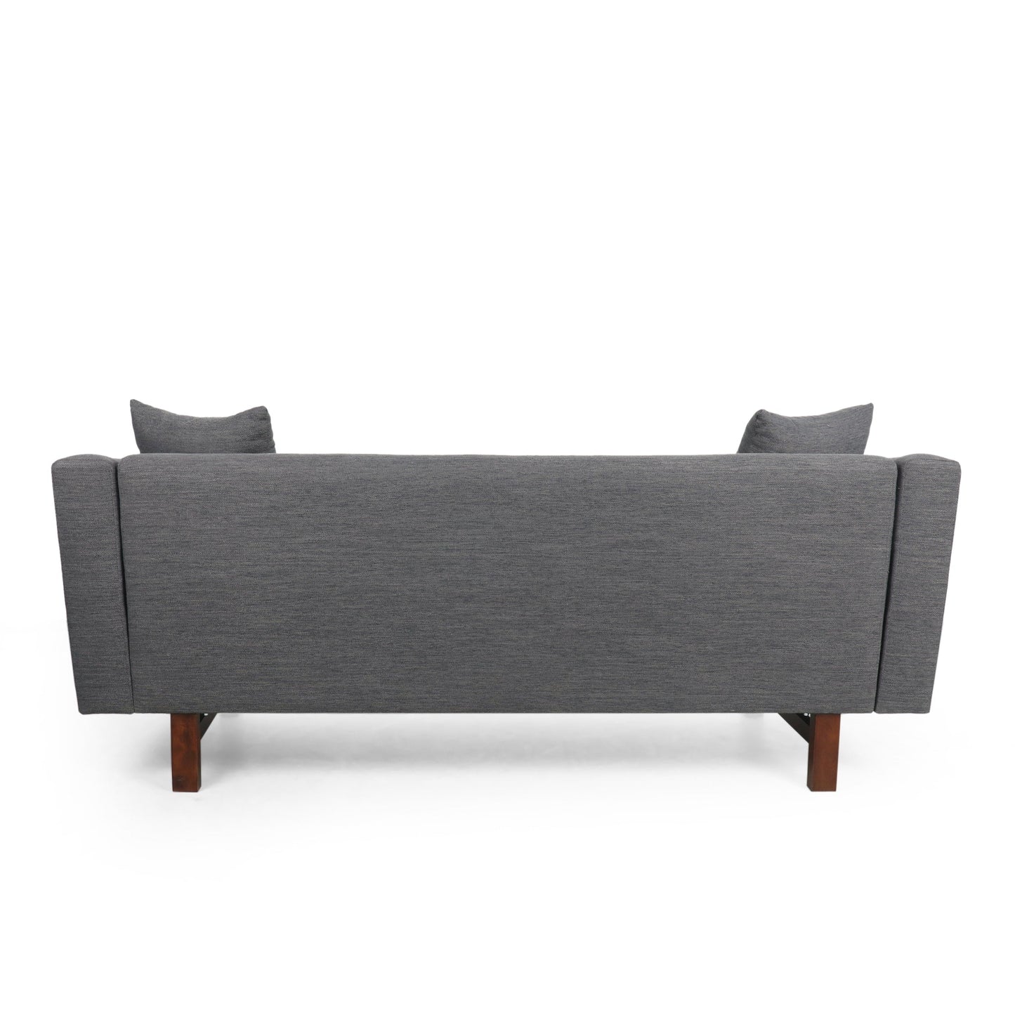 Divano a 3 posti con bottoni, gambe in legno e cuscini