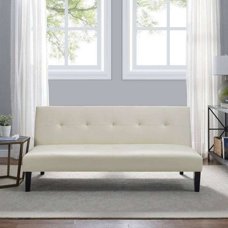 Collezione Ultimate Futon Sofa: Divano Futon con braccioli e portabicchieri, Divano imbottito con bottoni e gambe in legno