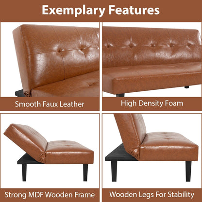 Collezione Ultimate Futon Sofa: Divano Futon con braccioli e portabicchieri, Divano imbottito con bottoni e gambe in legno