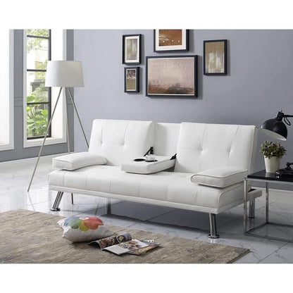 Collezione Ultimate Futon Sofa: Divano Futon con braccioli e portabicchieri, Divano imbottito con bottoni e gambe in legno