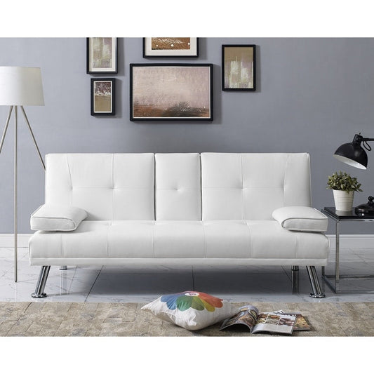 Collezione Ultimate Futon Sofa: Divano Futon con braccioli e portabicchieri, Divano imbottito con bottoni e gambe in legno