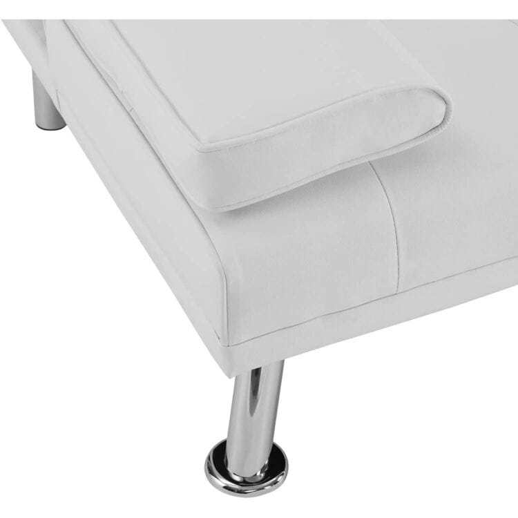 Collezione Ultimate Futon Sofa: Divano Futon con braccioli e portabicchieri, Divano imbottito con bottoni e gambe in legno