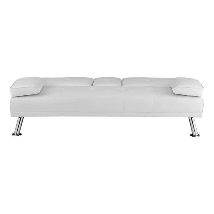 Collezione Ultimate Futon Sofa: Divano Futon con braccioli e portabicchieri, Divano imbottito con bottoni e gambe in legno