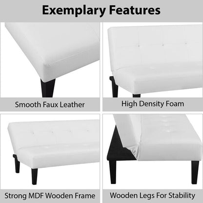 Collezione Ultimate Futon Sofa: Divano Futon con braccioli e portabicchieri, Divano imbottito con bottoni e gambe in legno