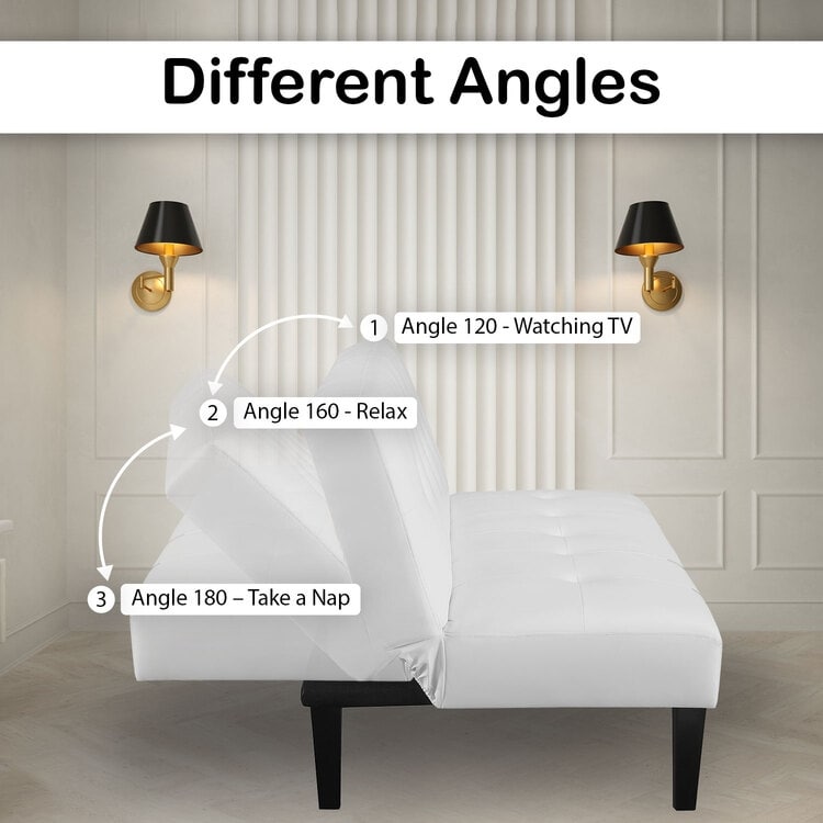 Collezione Ultimate Futon Sofa: Divano Futon con braccioli e portabicchieri, Divano imbottito con bottoni e gambe in legno