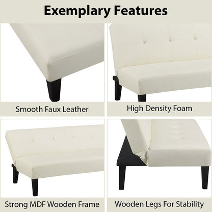 Collezione Ultimate Futon Sofa: Divano Futon con braccioli e portabicchieri, Divano imbottito con bottoni e gambe in legno