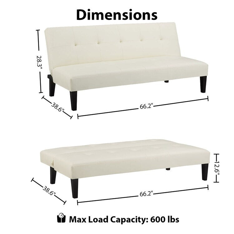 Collezione Ultimate Futon Sofa: Divano Futon con braccioli e portabicchieri, Divano imbottito con bottoni e gambe in legno