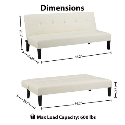 Collezione Ultimate Futon Sofa: Divano Futon con braccioli e portabicchieri, Divano imbottito con bottoni e gambe in legno