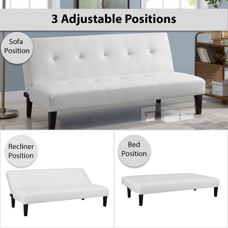 Collezione Ultimate Futon Sofa: Divano Futon con braccioli e portabicchieri, Divano imbottito con bottoni e gambe in legno