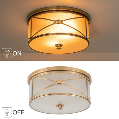 Lampada da soffitto a filo in ottone a 2 luci C Cattleya con vetro smerigliato