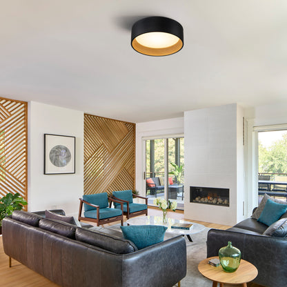 Lampada da soffitto a filo LED integrata Cattleya nera e effetto legno 3CCT