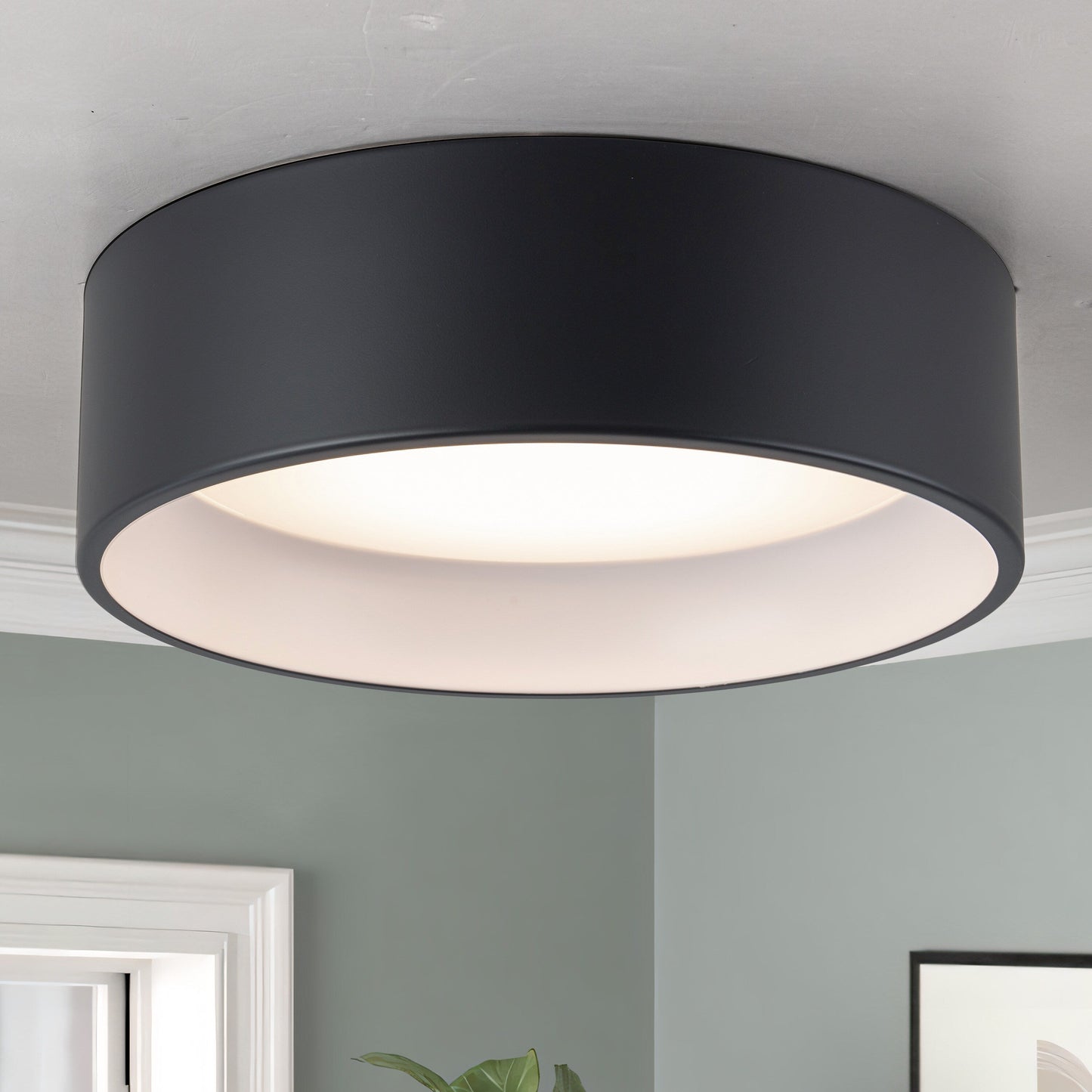 Lampada da soffitto a filo LED integrata Cattleya nera e effetto legno 3CCT