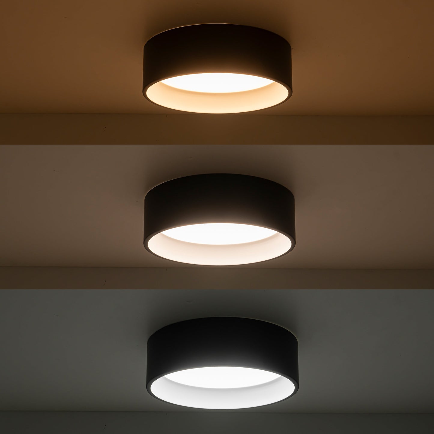 Lampada da soffitto a filo LED integrata Cattleya nera e effetto legno 3CCT