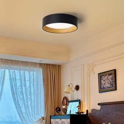 Lampada da soffitto a filo LED integrata Cattleya nera e effetto legno 3CCT