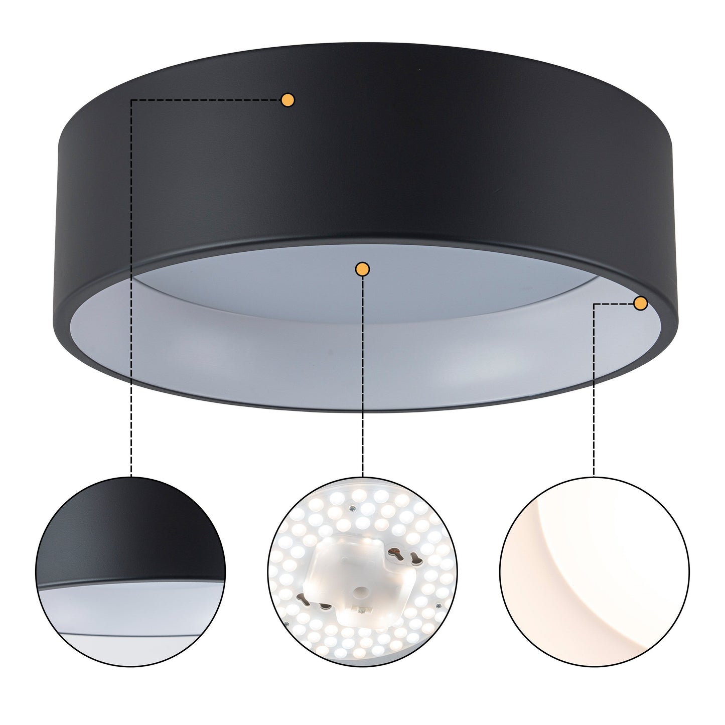 Lampada da soffitto a filo LED integrata Cattleya nera e effetto legno 3CCT