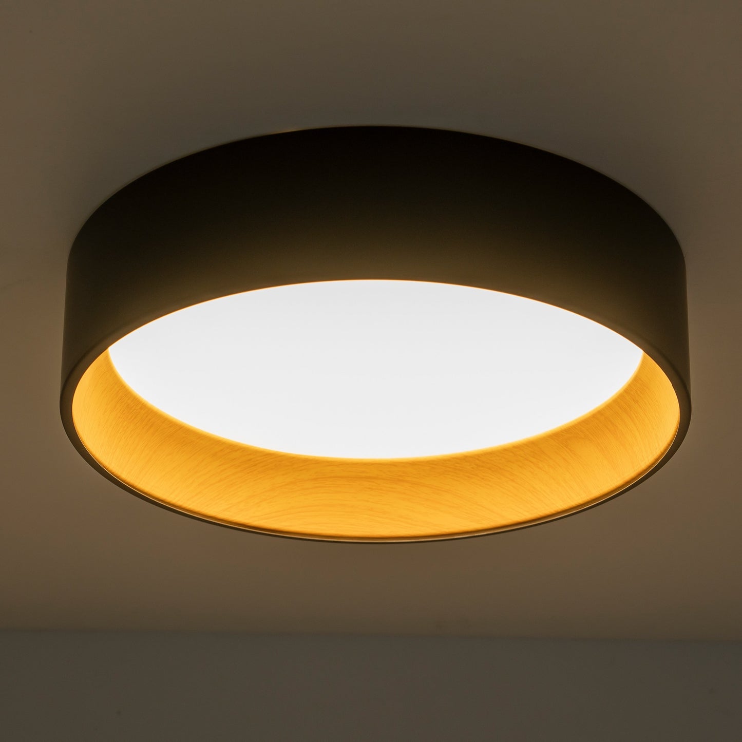 Lampada da soffitto a filo LED integrata Cattleya nera e effetto legno 3CCT