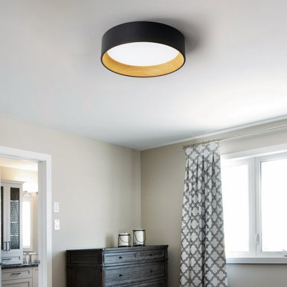 Lampada da soffitto a filo LED integrata Cattleya nera e effetto legno 3CCT