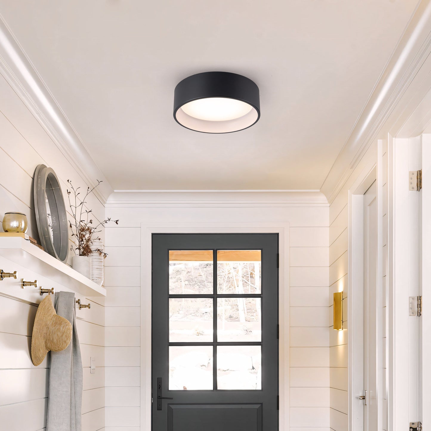 Lampada da soffitto a filo LED integrata Cattleya nera e effetto legno 3CCT