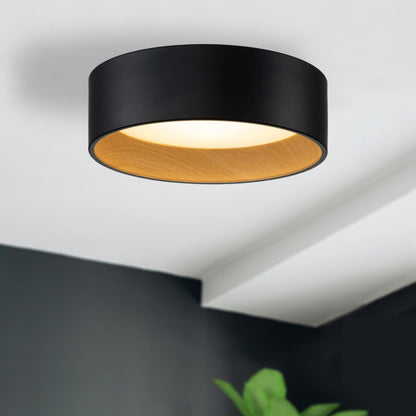 Lampada da soffitto a filo LED integrata Cattleya nera e effetto legno 3CCT
