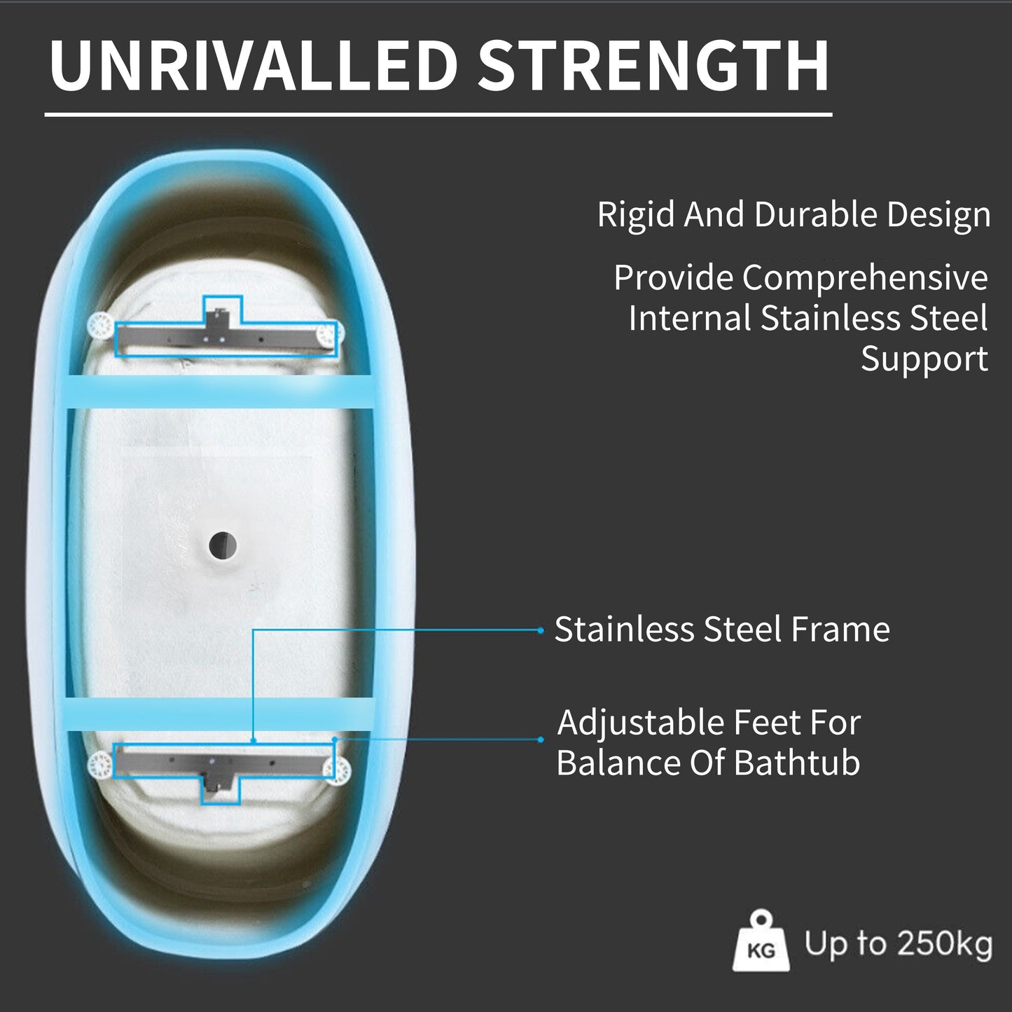 Vasche da bagno autoportanti in acrilico CB HOME da 59''/67'', vasche da bagno con un solo lato contro la parete, troppo pieno a sinistra/destra