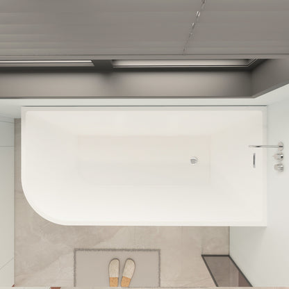 Vasche da bagno autoportanti in acrilico CB HOME da 59''/67'', vasche da bagno con un solo lato contro la parete, troppo pieno a sinistra/destra