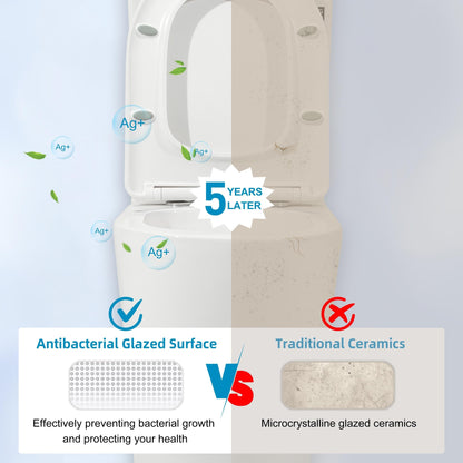 WC monoblocco compatto piccolo CB HOME da 24'', WC corto moderno con doppio scarico e sifone, sedile a chiusura ammortizzata, altezza comfort di 16,5''